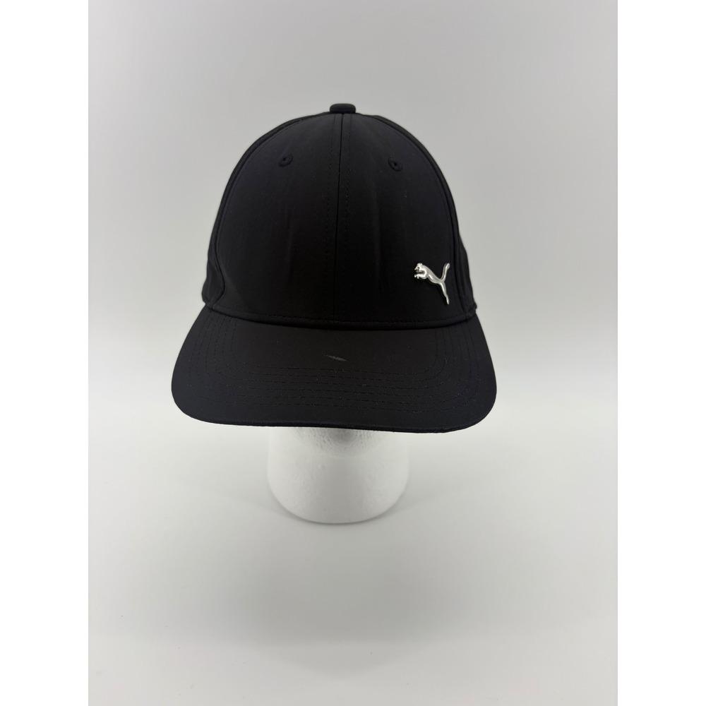 Puma Baseball Cap Mens One Size Black Metallic Logo Stretch Fit Hat